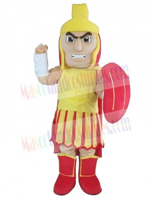 Spartan Trojan in Red and Yellow Armour Mascot Costume People