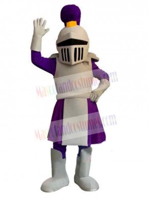 Gray and Purple Knight Mascot Costume People