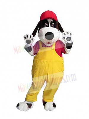 Dog with Yellow Overalls Mascot Costume Animal