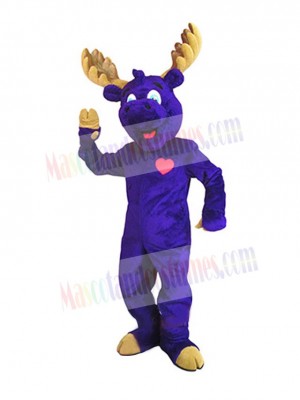 Happy Purple Moose Mascot Costume Animal