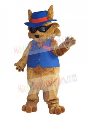 Cat with Blue Vest Mascot Costume Animal