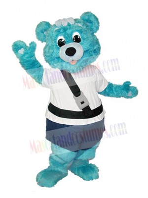 Furry Blue Bear Mascot Costume Animal