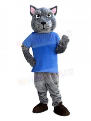Panther in Blue T-shirt Mascot Costume Animal