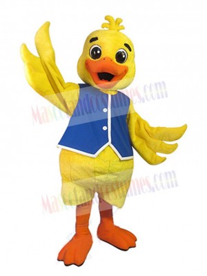 Duck in Blue Vest Mascot Costume Animal