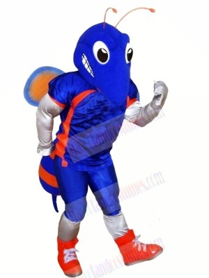 Blue Hornet with Big Eyes Mascot Costumes Cartoon