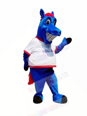 Happy Blue Horse Mascot Costumes Cartoon