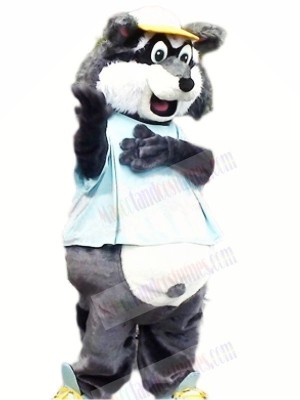 Grey Raccoon with Yellow Hat Mascot Costumes	