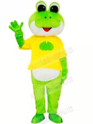 Frog with Yellow T-shirt Mascot Costumes