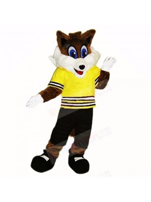 Sport Fox with Yellow Shirt Mascot Costumes School