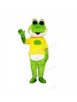 Green Frog with Yellow Shirt Mascot Costumes School