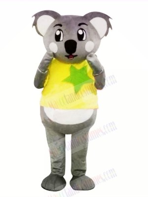 Grey Koala with Yellow T-shirt Mascot Costumes Cartoon