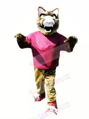 Fierce Jaguar with Purple T-shirt Mascot Costumes 	