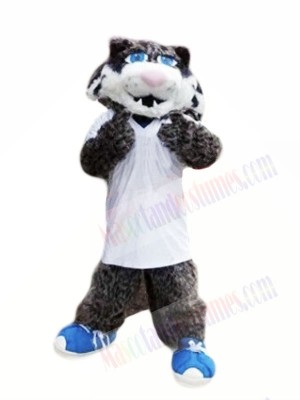 Grey Wildcat with Blue Shoes Mascot Costumes Animal