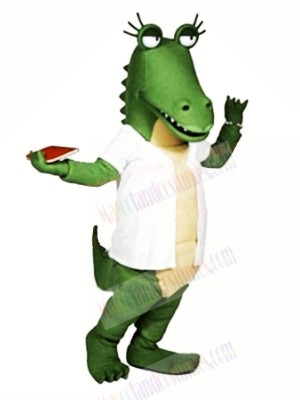 Funny Gator with White T-shirt Mascot Costumes Cartoon