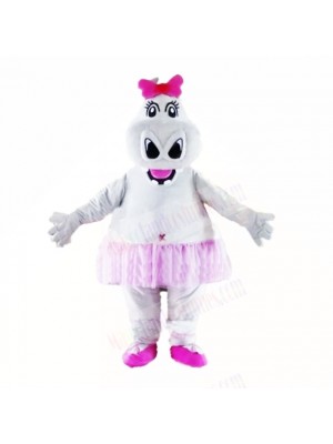 Girl Hippo with Pink Bow Mascot Costumes Cartoon