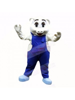 Sport Pig with Blue Overalls Mascot Costumes School