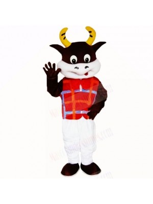 Friendly Lightweight Cow with Red Shirt Mascot Costumes School