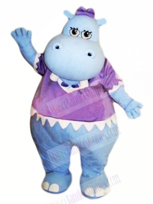 Blue Hippo with Purple T-shirt Mascot Costumes Cheap