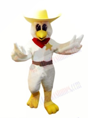 Cowboy Chicken with Yellow Hat Mascot Costumes Animal