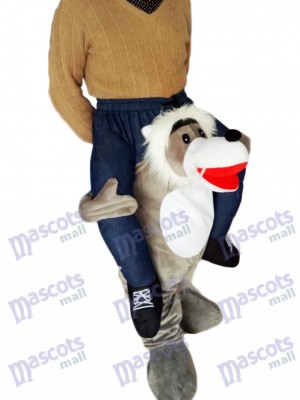 Piggyback Wolf Carry Me Ride Grey Wolf Mascot Costume