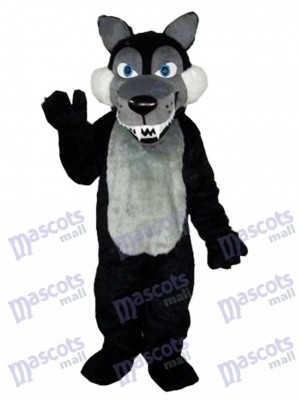 Long Wool Big Black Wolf Mascot Costume Animal 