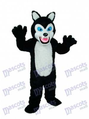 Long-haired Black Wolf Mascot Costume Animal 