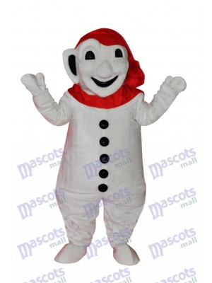 Smiling Snowman with Red Scarf Mascot Adult Costume