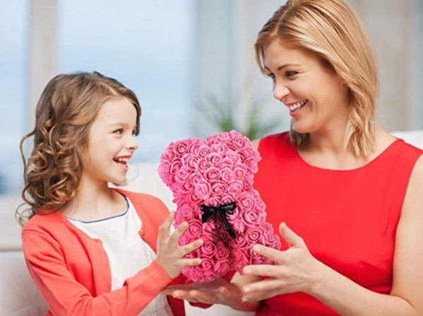 Black Rose Teddy Bear Flower Bear with Red Heart Best Gift for Mother's Day, Valentine's Day, Anniversary, Weddings and Birthday
