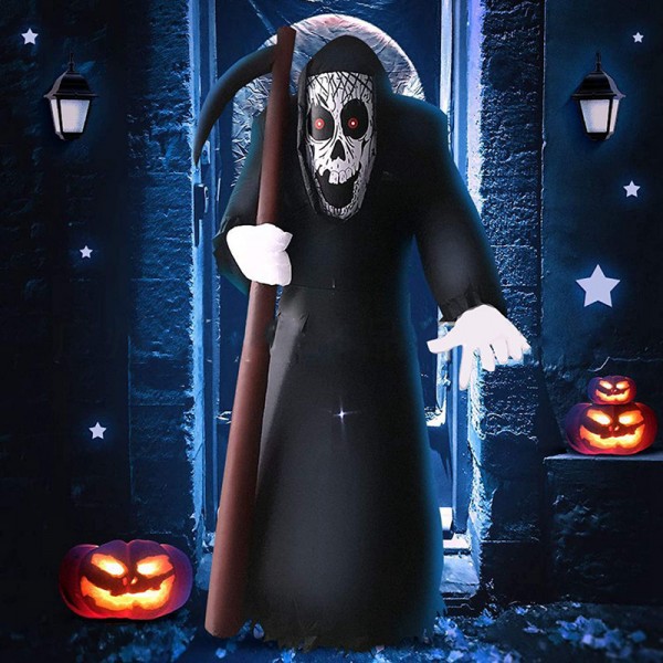 6ft Inflatable Grim Reaper with Scythe Prop Sickle Death Decoration Halloween Holiday Outdoor Yard Lawn Art Decor