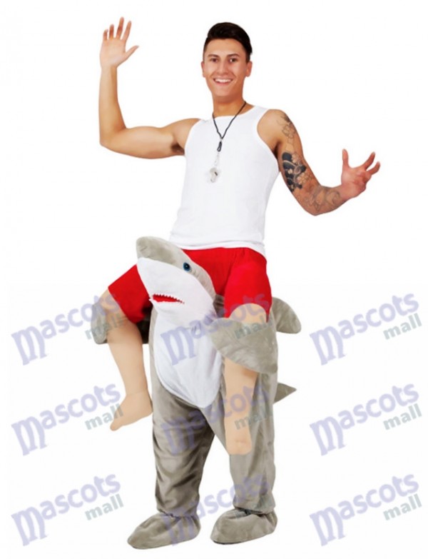 Back Shoulder Shark Carry Me Ride on Stag Mascot Costume Christmas Funny Outfit