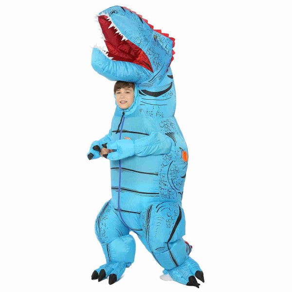Men's T-Rex Inflatable Dinosaur Costume – Blue Blowup Halloween Outfit, Full Set