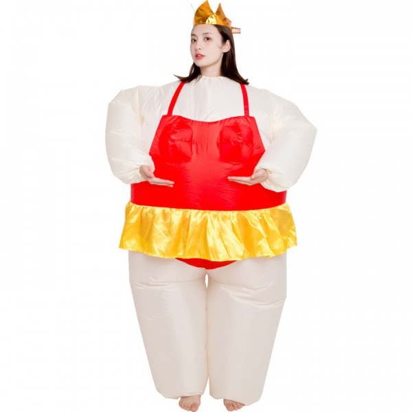 Ballerina Inflatable Costume Tiara Crown Halloween Christmas Costume for Adult Red