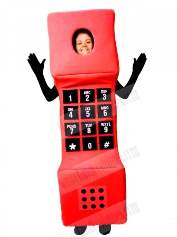Red Cell Phone Mascot Costume Cartoon