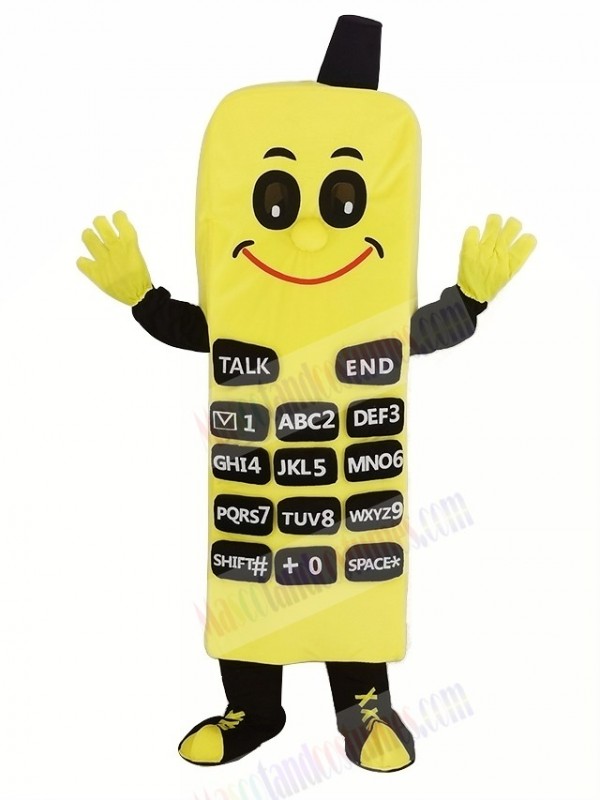Yellow Phone Mascot Costume Cartoon