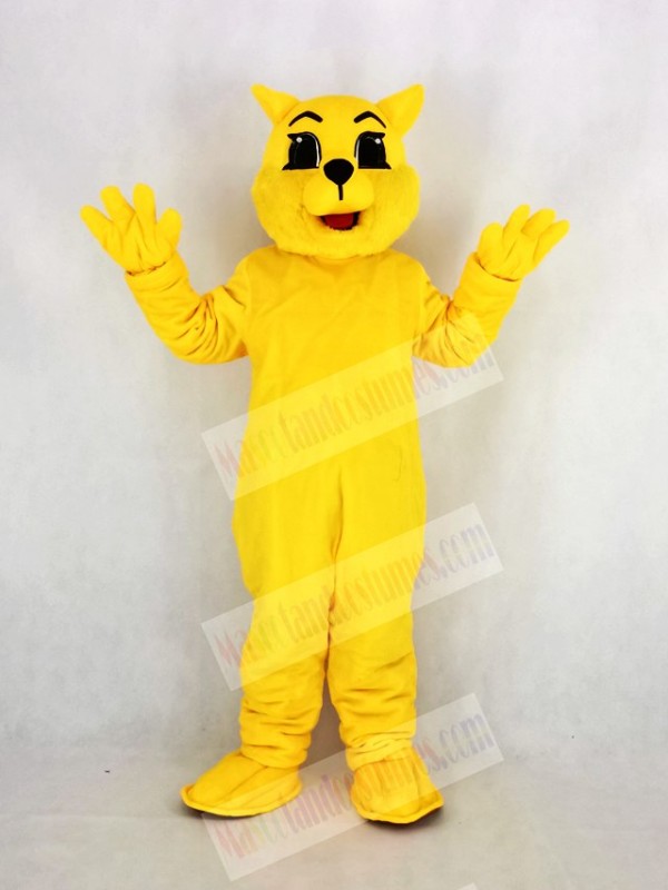 Yellow Wildcat Mascot Costume Cartoon	