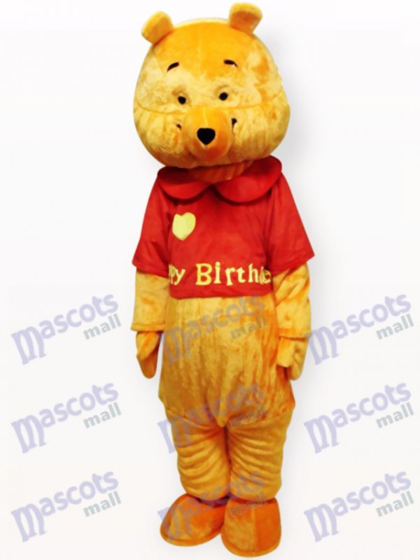 Love Yellow Bear Cartoon Adult Mascot Costume