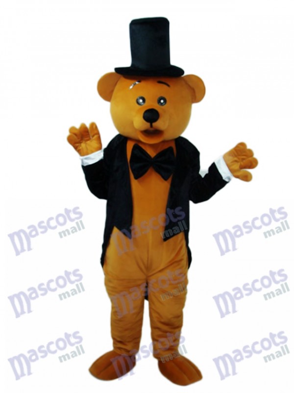 Bear in Black Suit Mascot Adult Costume
