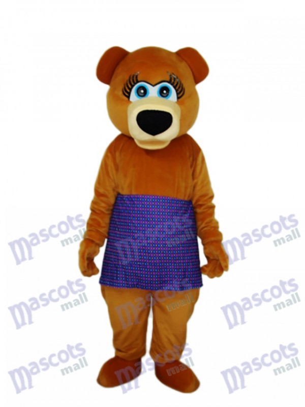 Brown Bear in Purple Skirt Mascot Adult Costume