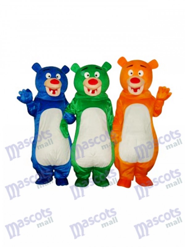 Blue & Green & Orange Bear Family (Three Bears) Mascot Costume Animal 