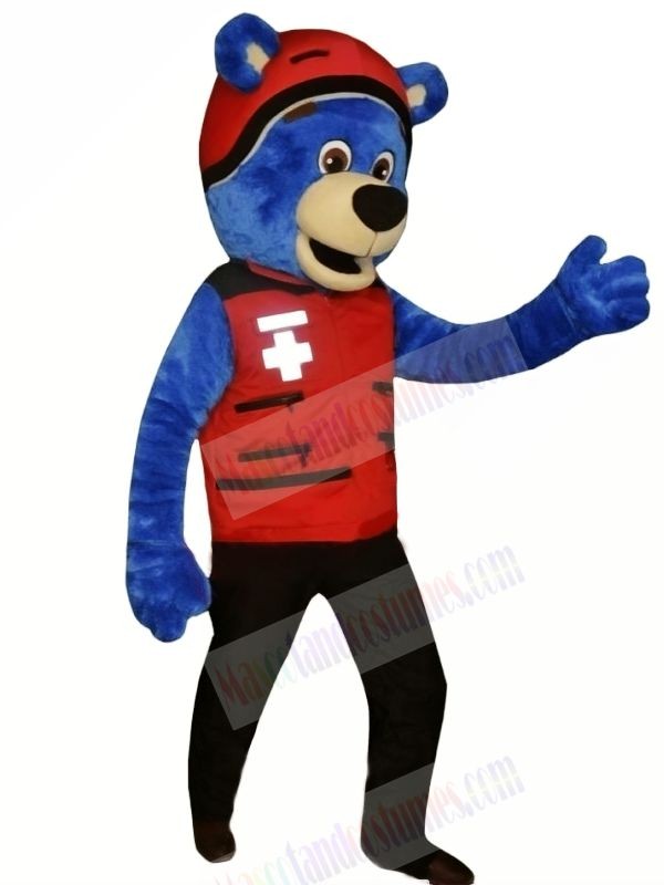 Blue Bear with Red Hat Mascot Costumes Animal