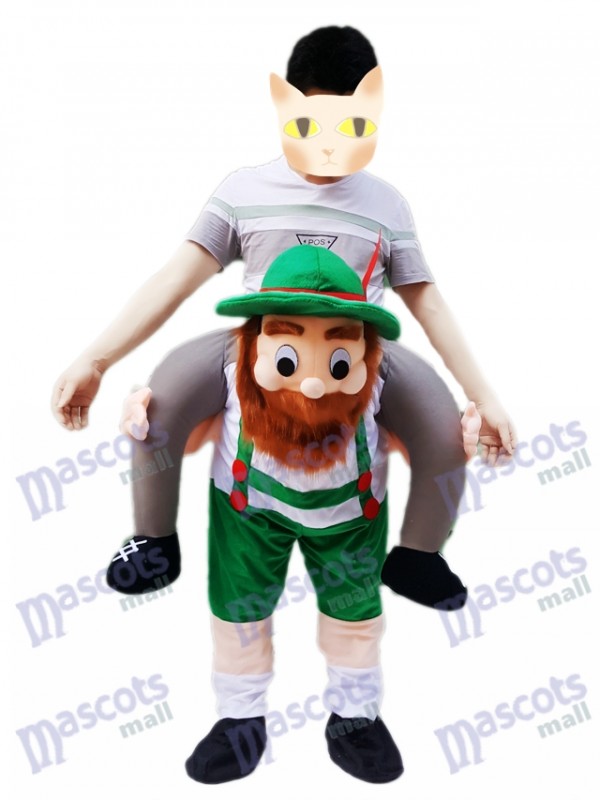 Piggy Back Carry Me Green Bavarian Beer Guy Ride Mascot Costume Fancy Dress