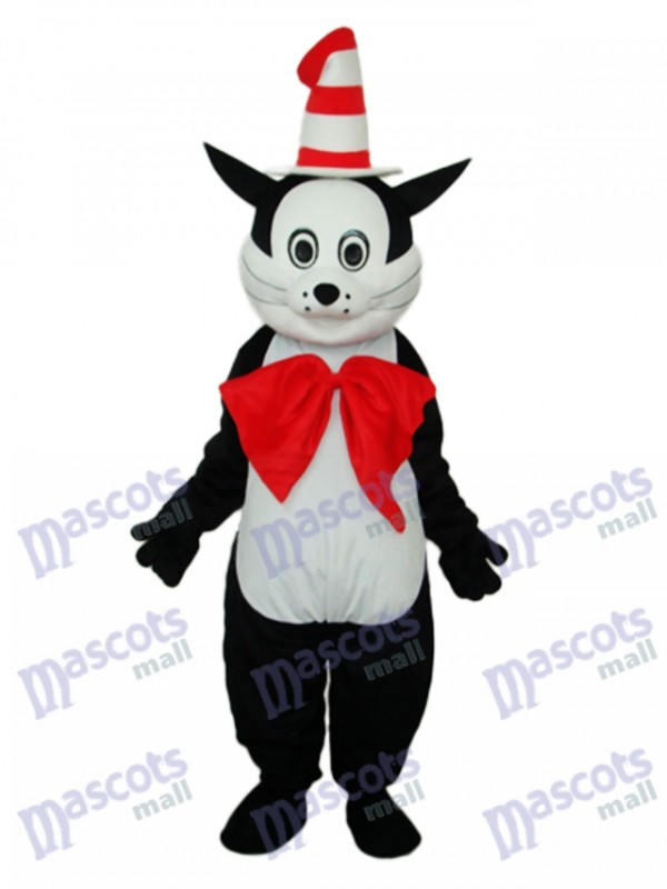 Black Cat with Hat Mascot Adult Costume