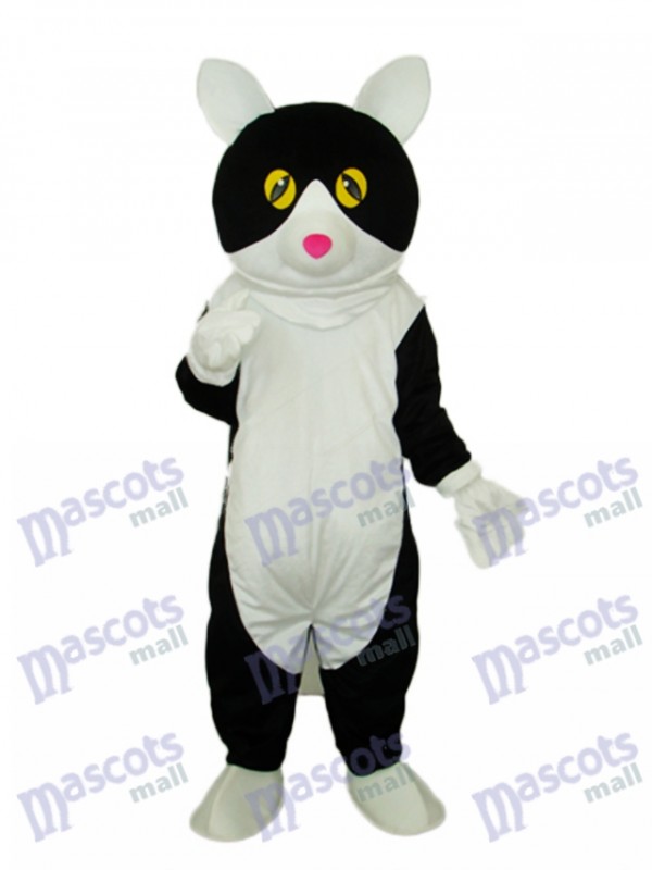 White Belly Black Cat Mascot Adult Costume