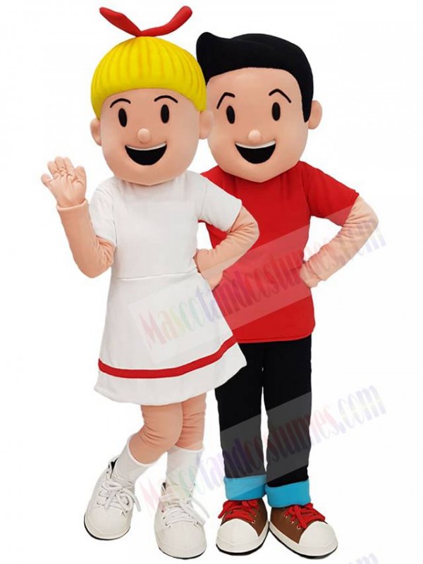 Boy and Girl mascot costume