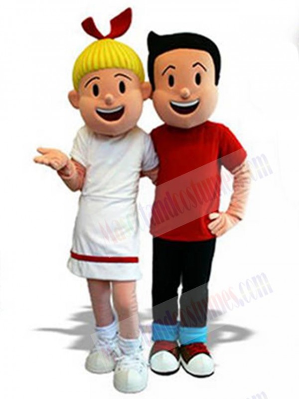 Boy and Girl mascot costume