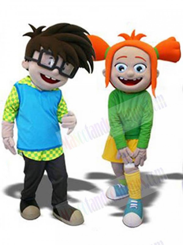 Boy and Girl mascot costume