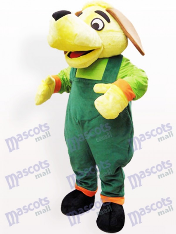 Green And Yellow Dog Plush Adult Mascot Costume