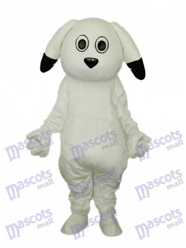 Black Ears White Dog Mascot Adult Costume