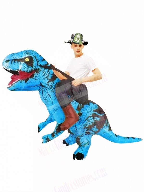 Blue Tyrannosaurus T-Rex Inflatable Carry Me Ride On Costume