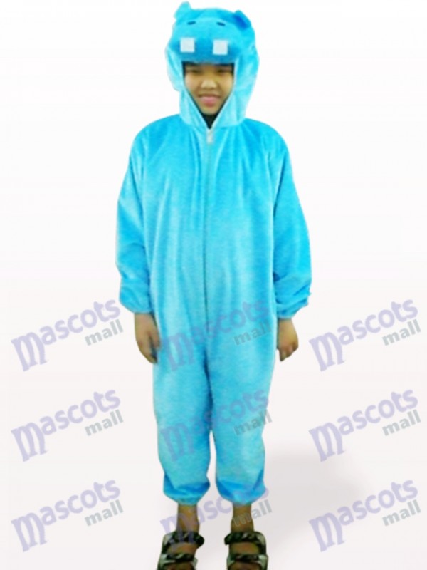 Blue Hippo Open Face Kids Mascot Costume